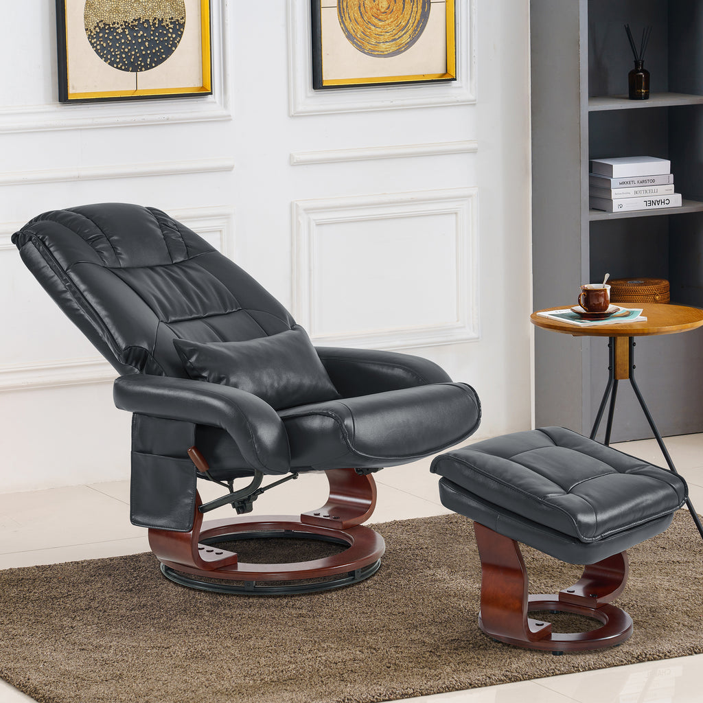 Electric vibrating reclining massage chair with ottoman ebern designs upholstery hot sale