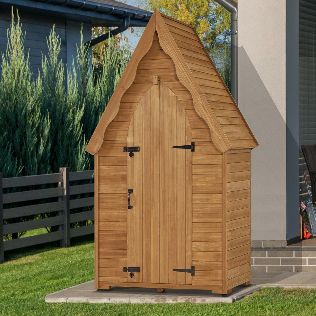 Mcombo Outdoor Storage Cabinet, Garden Wood Tool Shed, Outside Wooden Shed  Closet with Shelves and Latch for Yard, Patio, Deck and Porch 6056-1000