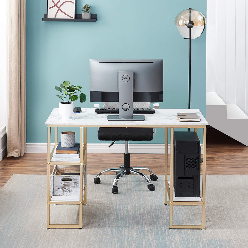 Mcombo Computer Desk with Shelves, Office Desk for Living Room — MCombo