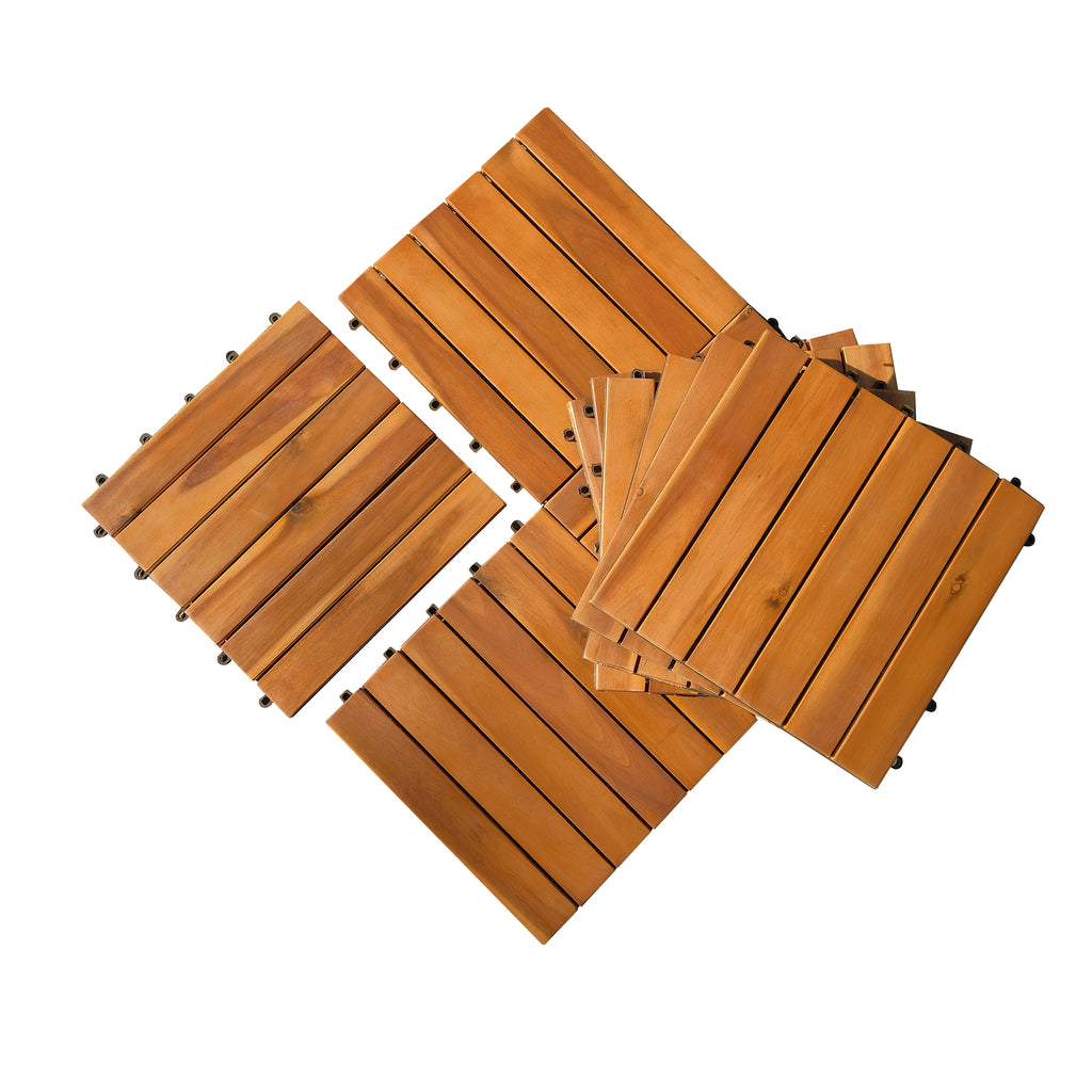 Mcombo 10pcs Patio Wood Deck Tiles 12x12outdoor Interlocking Deck F — Mcombo