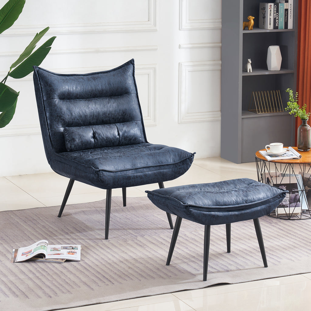 Modern wingback discount chair with ottoman