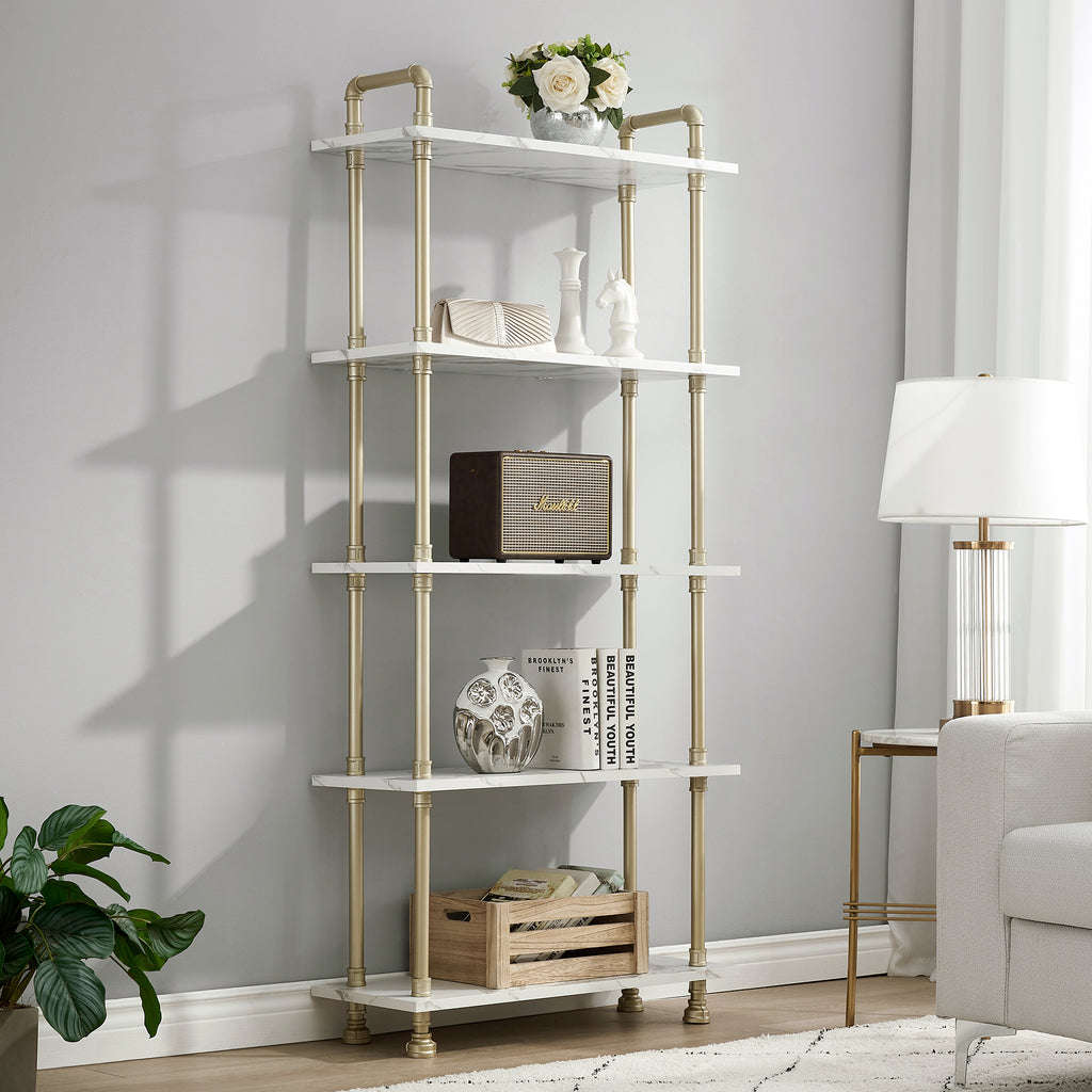 Mcombo tall bookshelf for small spaces, narrow bookcase with adjustabl —  MCombo