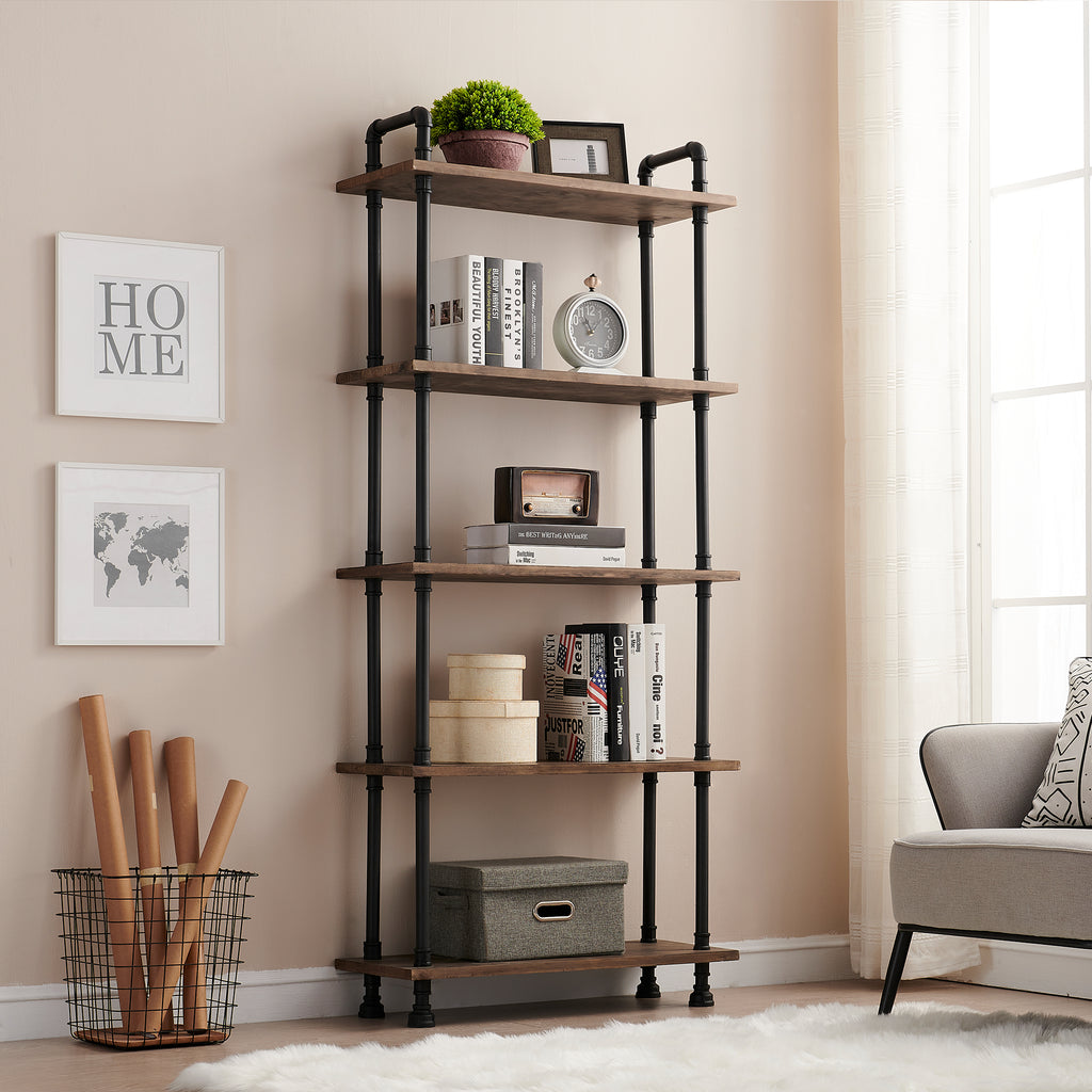 Mcombo 5 Tier Bookshelf Tall, Open Etagere Bookcase with Metal