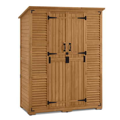 MCombo Large Outdoor Storage Shed with 6 Shelves, Outside Tool Wooden Storage Cabinet with Double Lockable Doors, Oversize Garden Tool Shed with Waterproof Asphalt Roof for Patio Yard Lawn , 1738