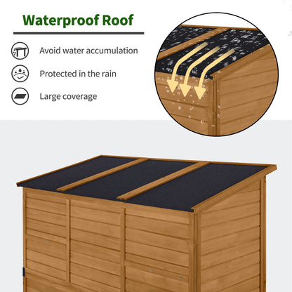 MCombo Large Outdoor Storage Shed with 6 Shelves, Outside Tool Wooden Storage Cabinet with Double Lockable Doors, Oversize Garden Tool Shed with Waterproof Asphalt Roof for Patio Yard Lawn , 1738