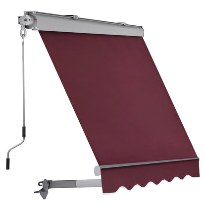 MCombo Patio Window Awnings 5'x8', Fully Assembled Manual Retractable Sunshade Canopy for Windows, 4137 4167