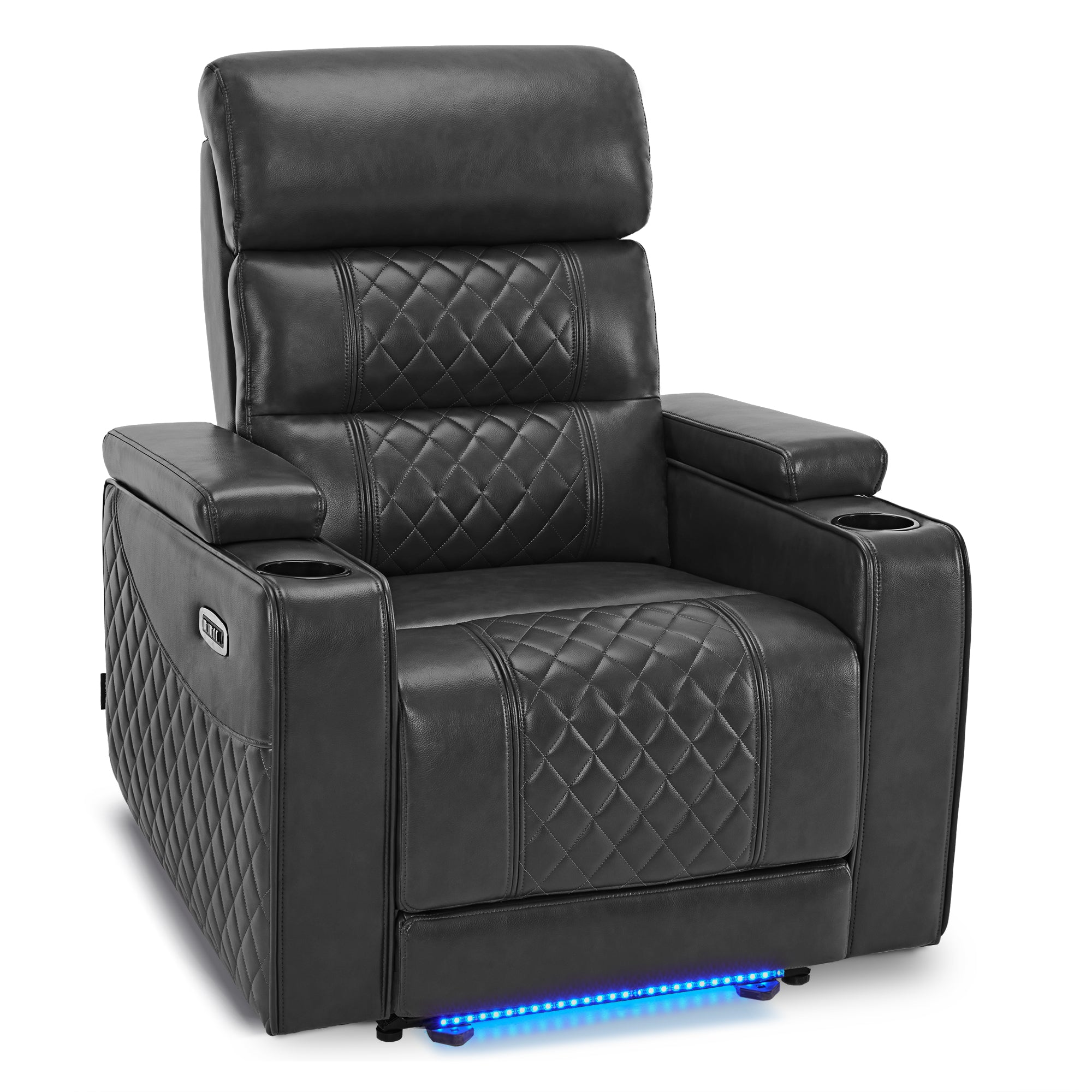 MCombo Power Recliner Chair with Adjustable Headrest for Living Room, Electric Reclining Sofa with USB & Type-C Port, Armrest Storage & LED Light HTS432