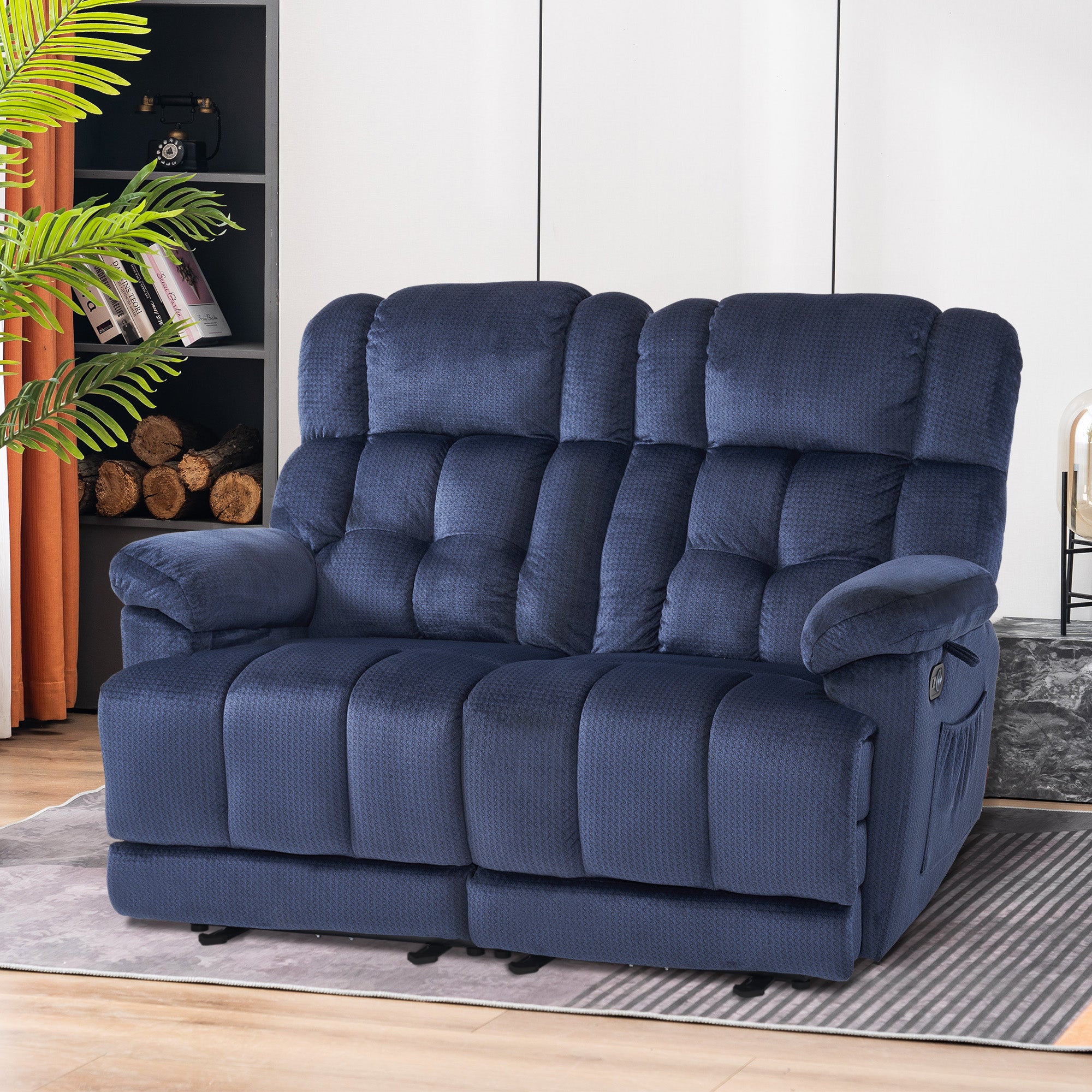 MCombo Fabric Power Loveseat Recliner, Electric Reclining Loveseat Sofa with Heat and Massage, USB Charge Port for Living Room 6237