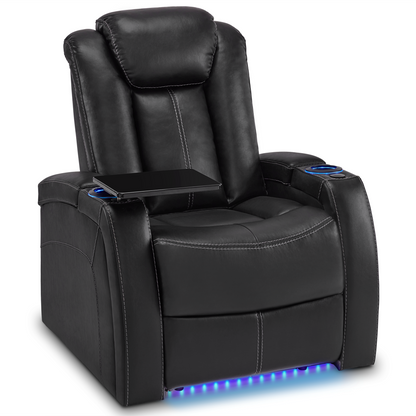 MCombo Home Theater Seating with Adjustable Headrest, Dual Motor Power Recliner Chair with Tray Table, Movie Reclining Sofa with USB, Ambient Lighting & Hidden Arm Storage HTS422