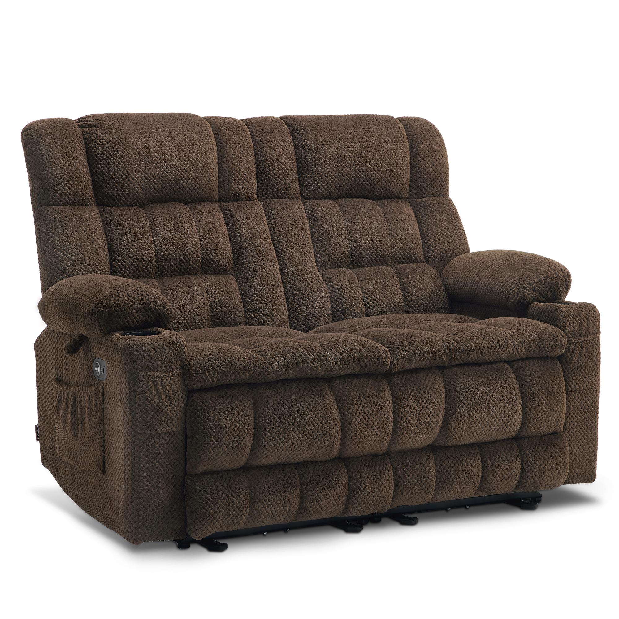 MCombo Power Loveseat Recliner, Electric Reclining Loveseat Sofa with Heat and Vibration, Cupholders, USB Charge Ports for Living Room 6160-RS6314