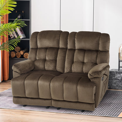 MCombo Fabric Power Loveseat Recliner, Electric Reclining Loveseat Sofa with Heat and Massage, USB Charge Port for Living Room 6237