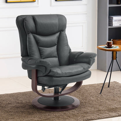 MCombo Swivel Recliner with Ottoman, Reclining Chair with Adjustable Back, Faux Leather Upholstered Lounge Chair for Living Room Bedroom Office 4651