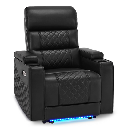 MCombo Power Recliner Chair with Adjustable Headrest for Living Room, Electric Reclining Sofa with USB & Type-C Port, Armrest Storage & LED Light HTS432