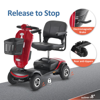 MCombo Power Mobility Scooter for Adults, 4 Wheel Mobility Scooter with Rotating Swivel Seat,15 Miles, 4.97MPH, Headlight, Basket and Charger Included, MS315 (Red/Siver)