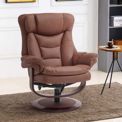 MCombo Swivel Recliner with Ottoman, Reclining Chair with Adjustable Back, Faux Leather Upholstered Lounge Chair for Living Room Bedroom Office 4651