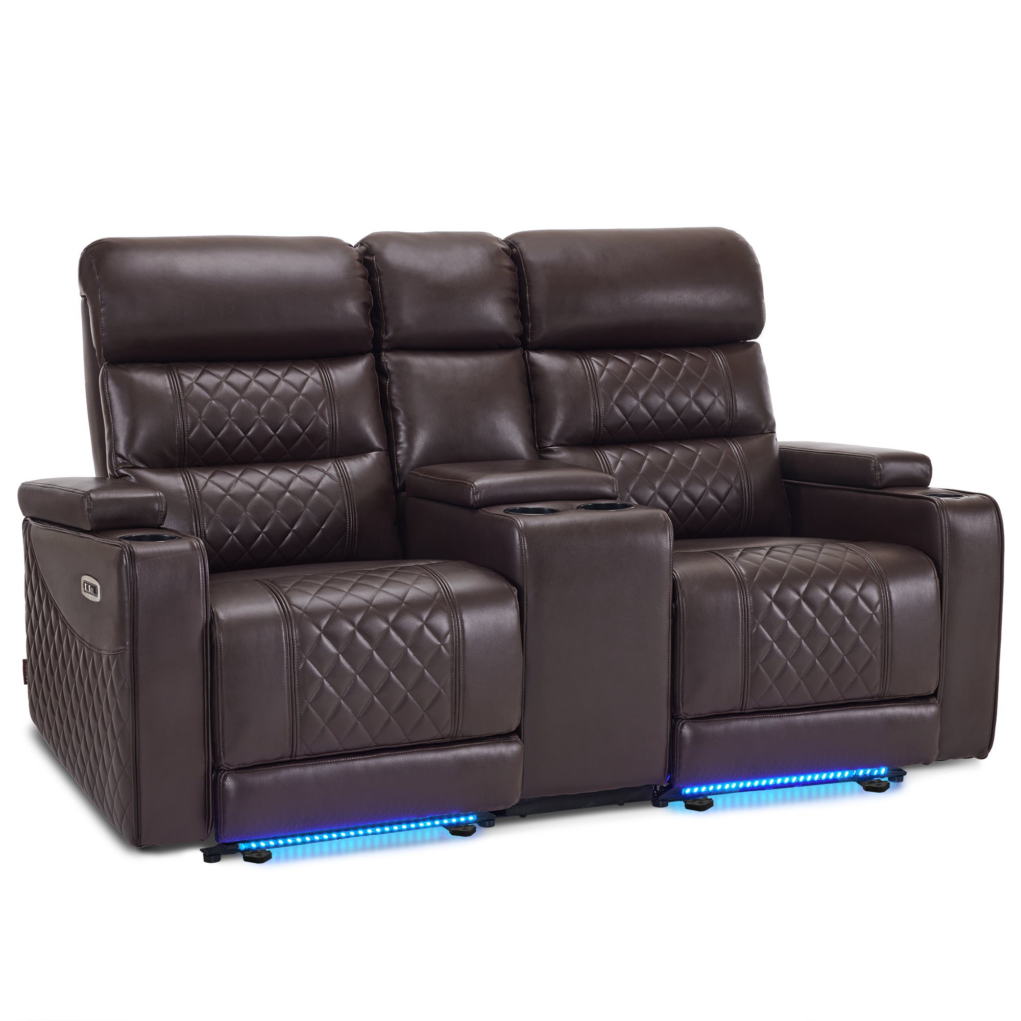 MCombo Power Reclining Loveseat Sofa with Adjustable Headrests and Console for Living Room, Home Theater Seating with USB & Type-C Ports, Armrest Storage HTS480