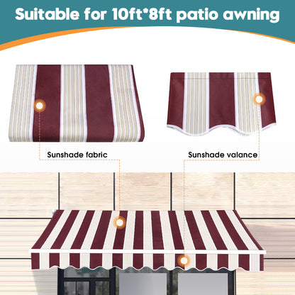 MCombo Patio Awning 10x8 /12x10 /13x8 Feet Fabric Replacement Sunshade Canopy for Retractable Awnings