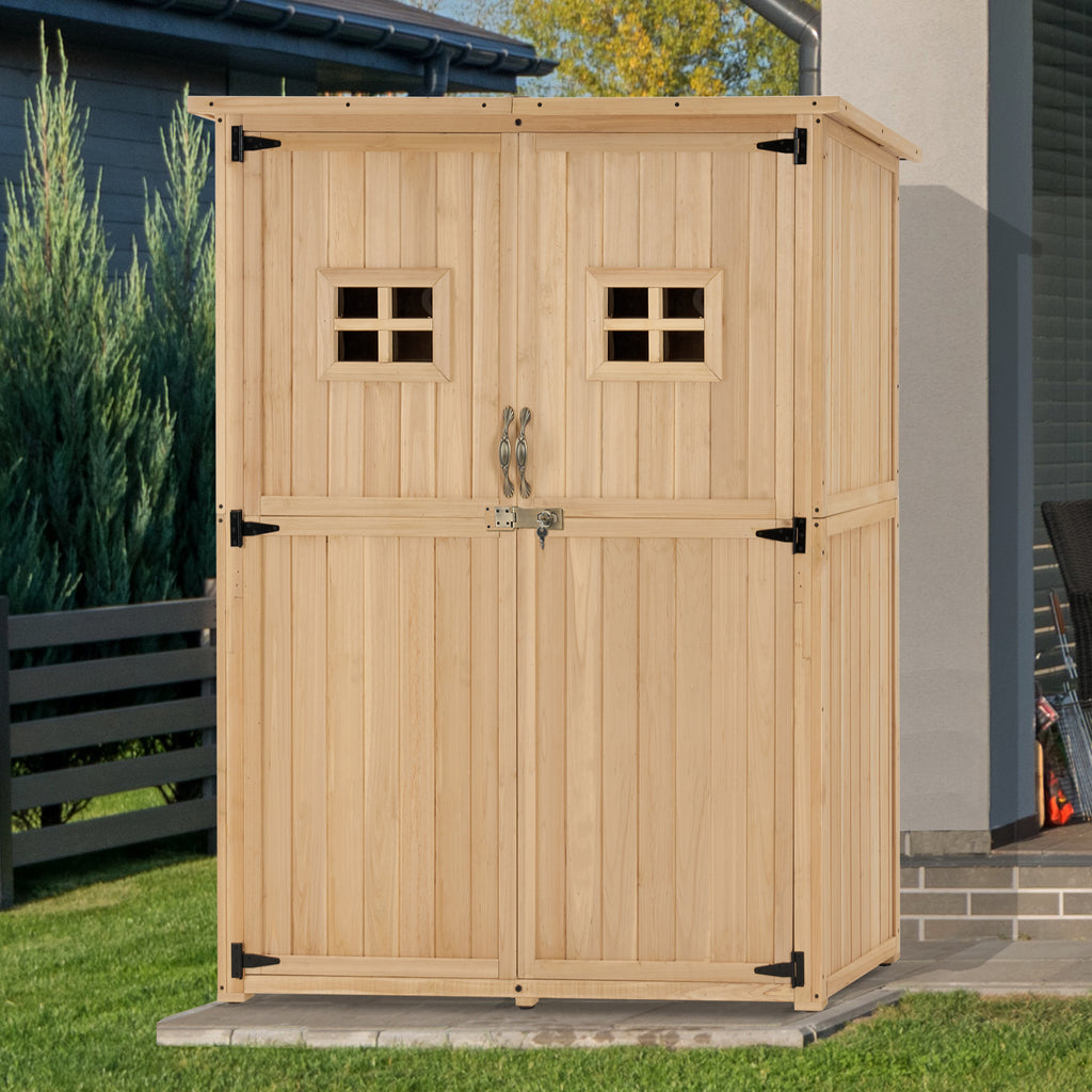 Mcombo Large Outdoor Storage Shed with 2 Shelves, Oversize Garden Tool ...