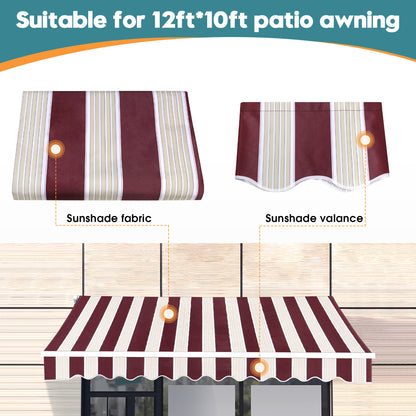 MCombo Patio Awning 10x8 /12x10 /13x8 Feet Fabric Replacement Sunshade Canopy for Retractable Awnings