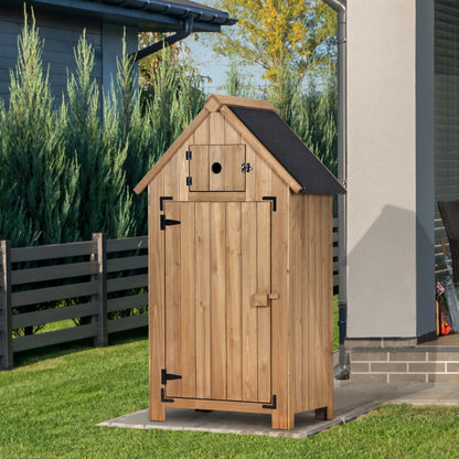 MCombo Outdoor Wood Storage Cabinet, Small Size Garden Shed with Door and Shelves, Outside Tools Cabinet for Patio (30.3”x21.5”x56”) 0733