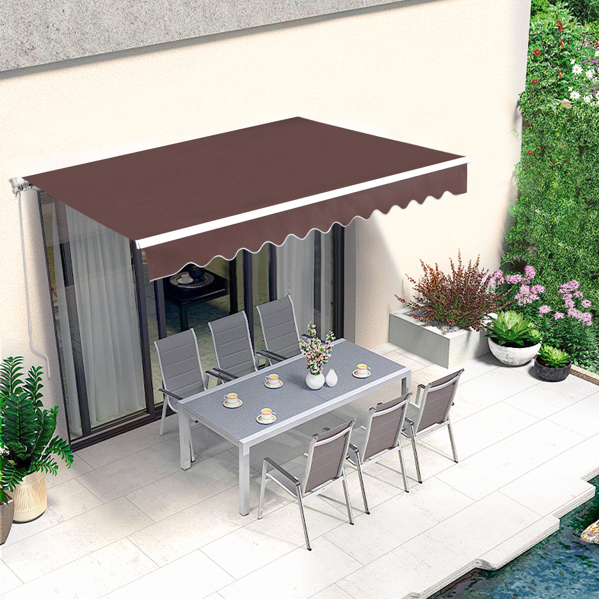 MCombo Patio Awning 10x8 /12x10 /13x8 Feet Fabric Replacement Sunshade Canopy for Retractable Awnings