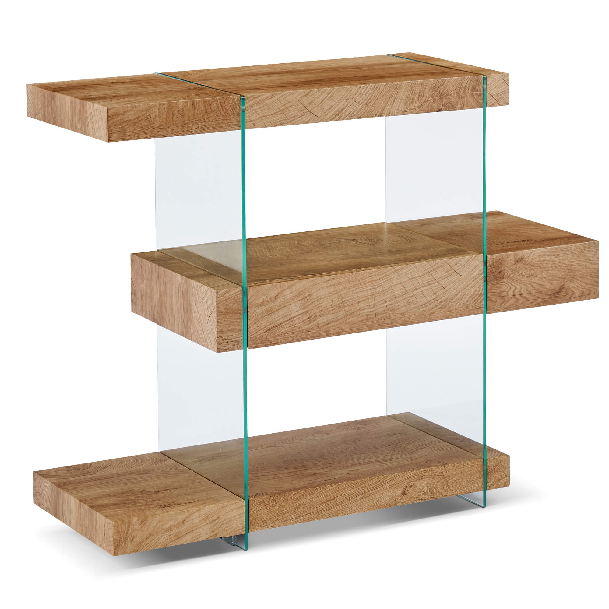 Glass Console Table with Storage Shelves, 5104