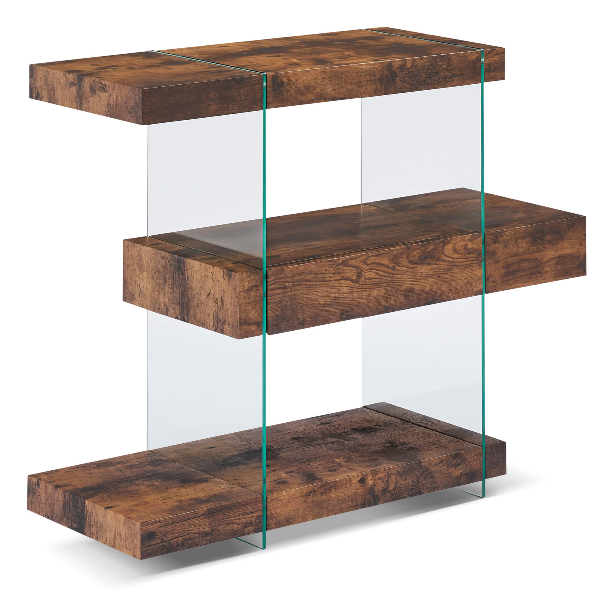 Glass Console Table with Storage Shelves, 5104