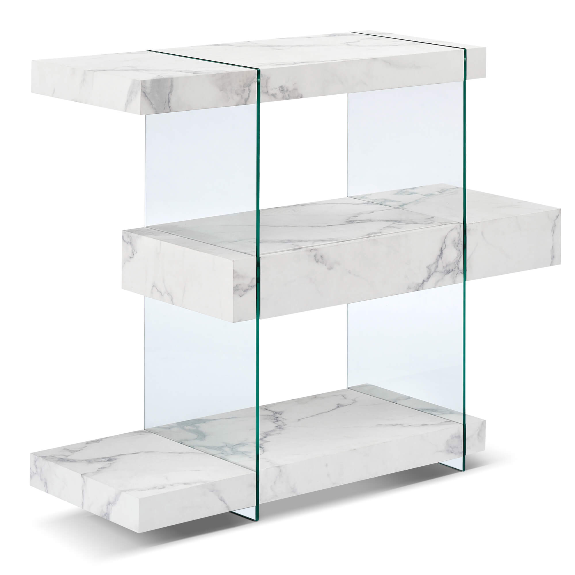 Glass Console Table with Storage Shelves, 5104