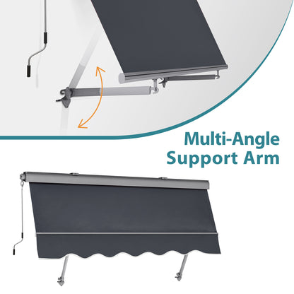 MCombo Patio Window Awnings 5'x8', Fully Assembled Manual Retractable Sunshade Canopy for Windows, 4137 4167