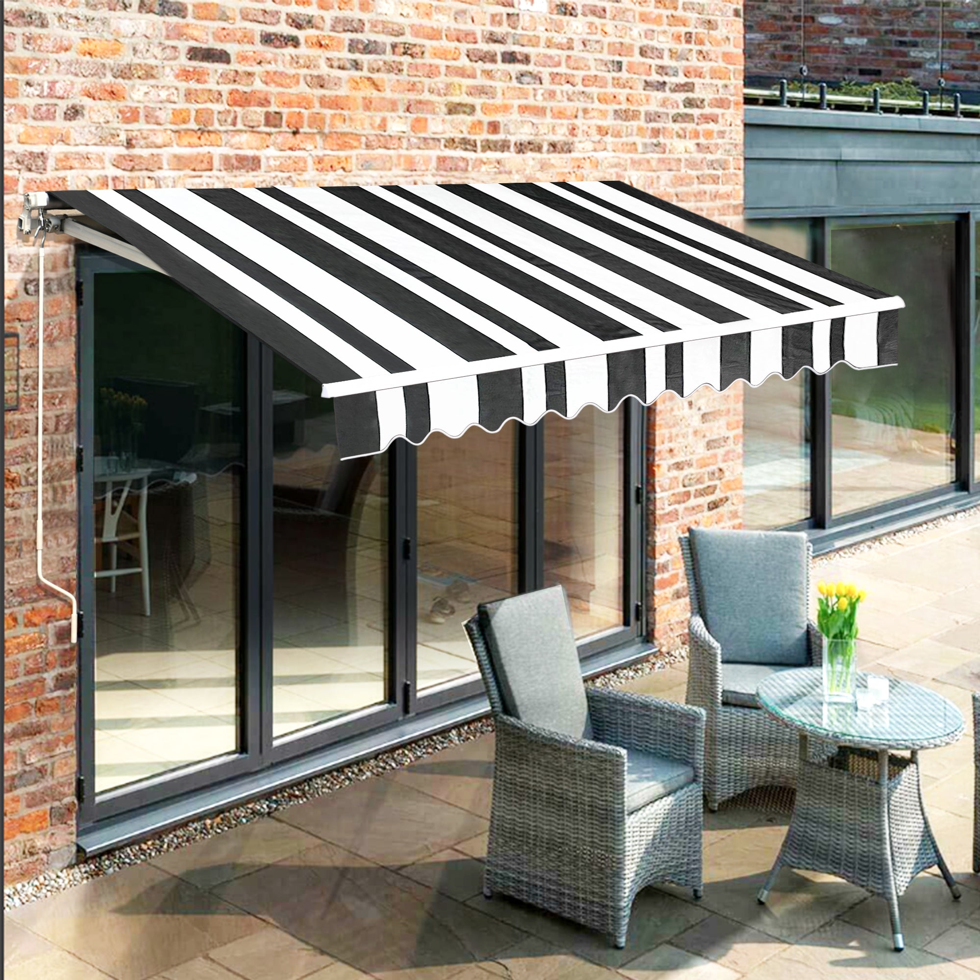 MCombo Patio Awning 10x8 /12x10 /13x8 Feet Fabric Replacement Sunshade Canopy for Retractable Awnings