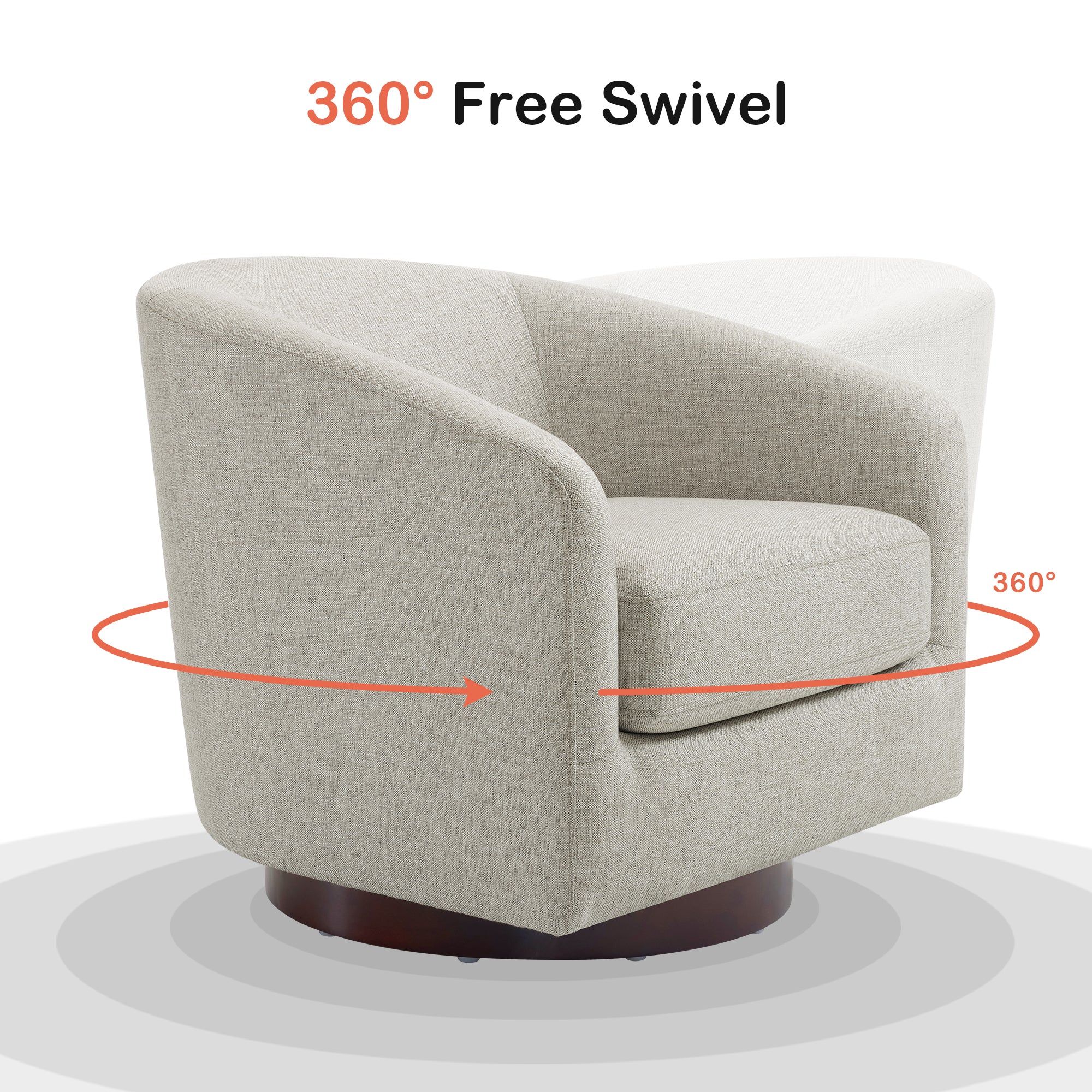 MCombo Swivel Accent Chair, Upholstered Round Barrel chair, Modern Club Armchair for Living Room, Bedroom, Corner 4452