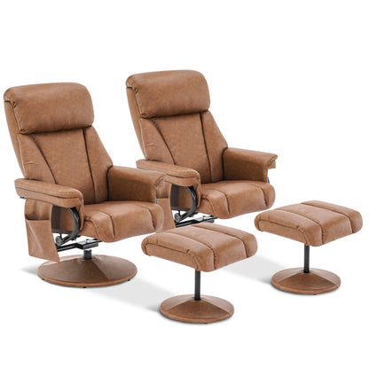 MCombo Swivel Recliner with Ottoman, Reclining Chair with Massage, Faux Leather Lounge Chairs for Living Room Bedroom 4539