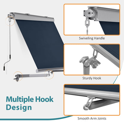 MCombo Patio Window Awnings 5'x8', Fully Assembled Manual Retractable Sunshade Canopy for Windows, 4137 4167