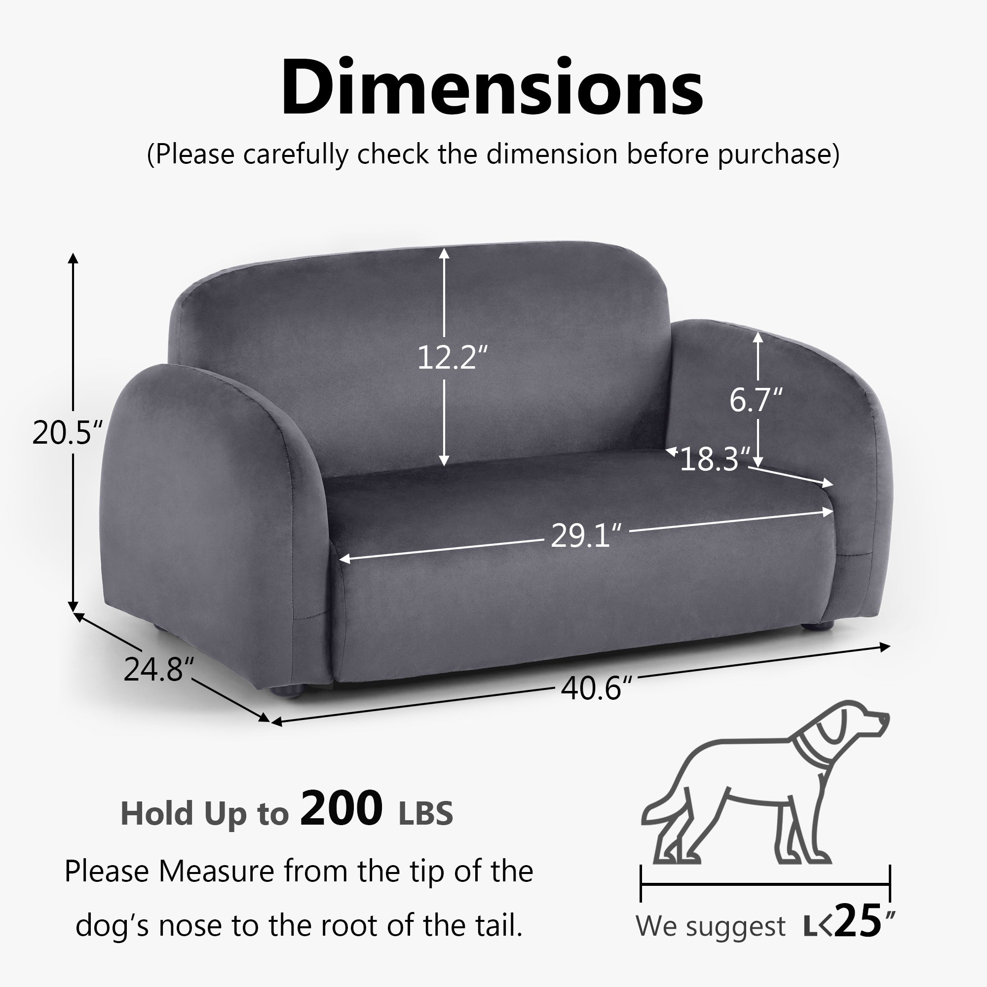 Pet Sofa Bed for Small Medium Dogs, Fabric 5967