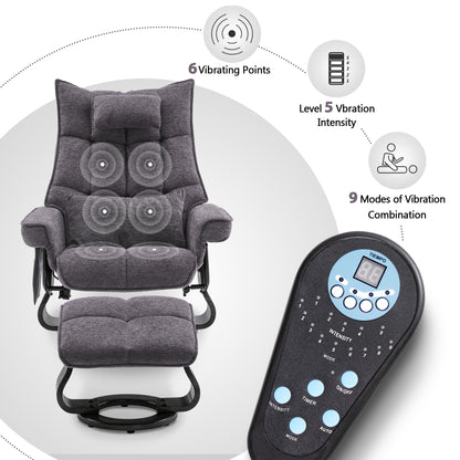 MCombo Swivel Recliner with Ottoman, Chenille Upholstered Massage TV Chair, Ergonomic Lounge Chairs for Living Room Bedroom 4605