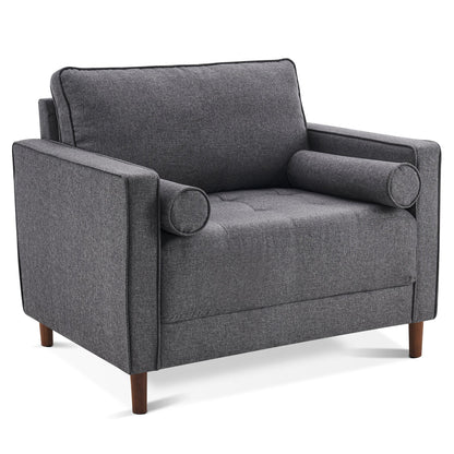 Mcombo Mid-Century Oversized Accent Chair and A Half, Linen Lounge Sofa Couch with Pillows, Large Club Armchair for Living Room Bedroom LW852