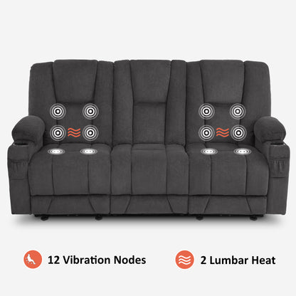 Power Reclining Sofa with Heat and Massage, Fabric 6015