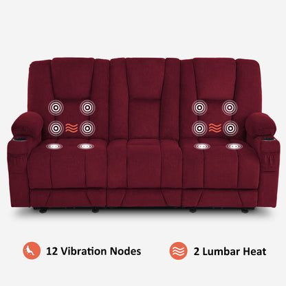 Power Reclining Sofa with Heat and Massage, Fabric 6015