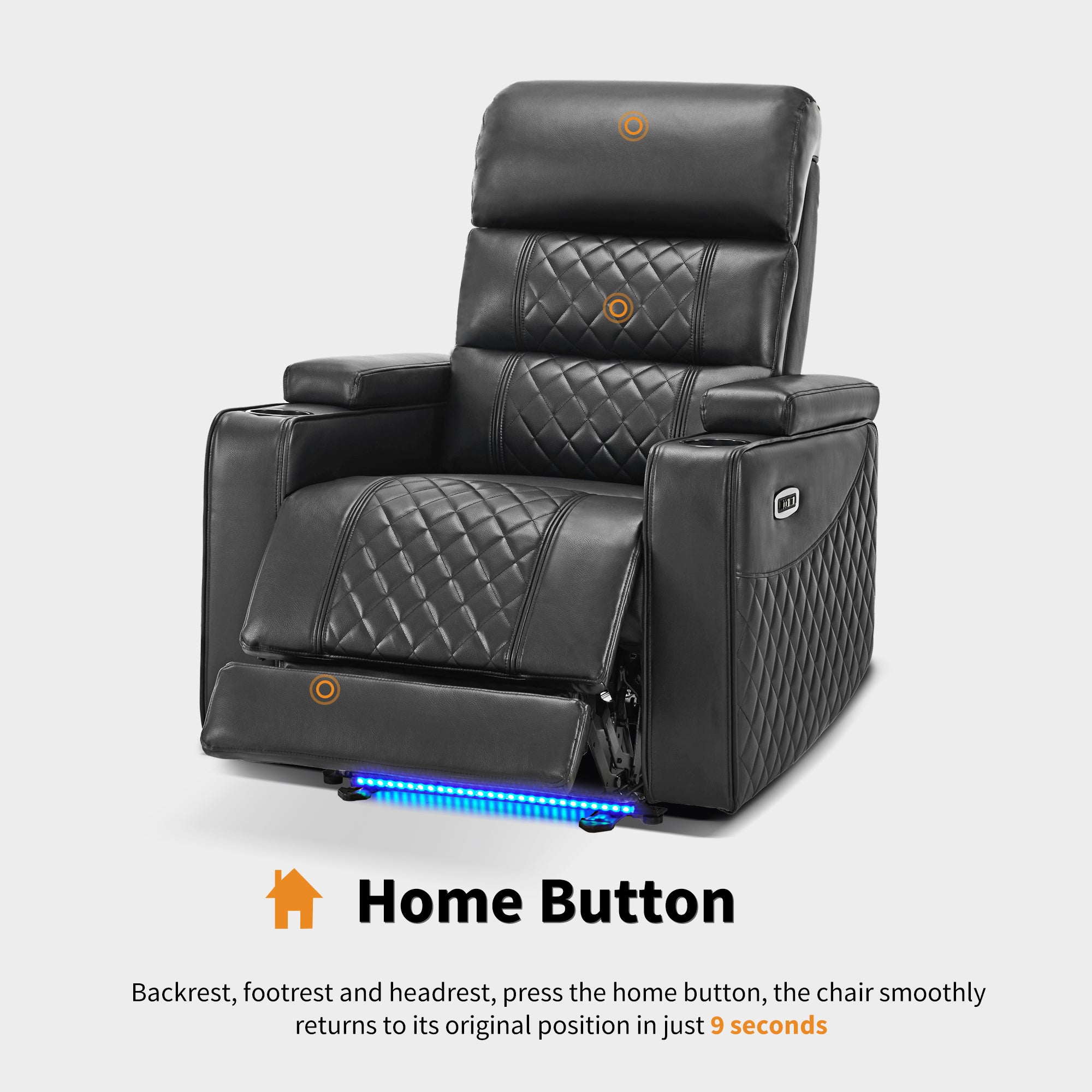 MCombo Power Recliner Chair with Adjustable Headrest for Living Room, Electric Reclining Sofa with USB & Type-C Port, Armrest Storage & LED Light HTS432