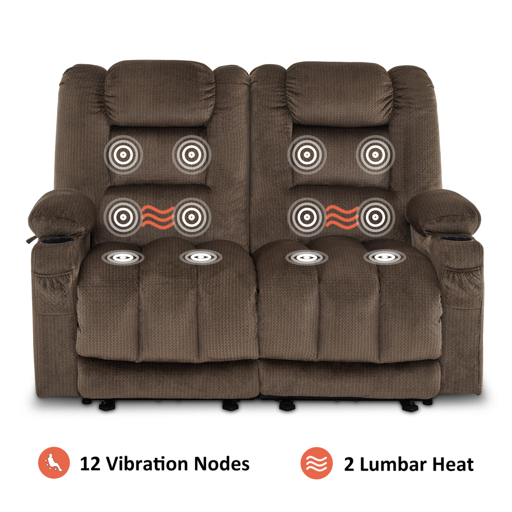 MCombo Electric Reclining Loveseat Sofa with Heat and Massage, Fabric