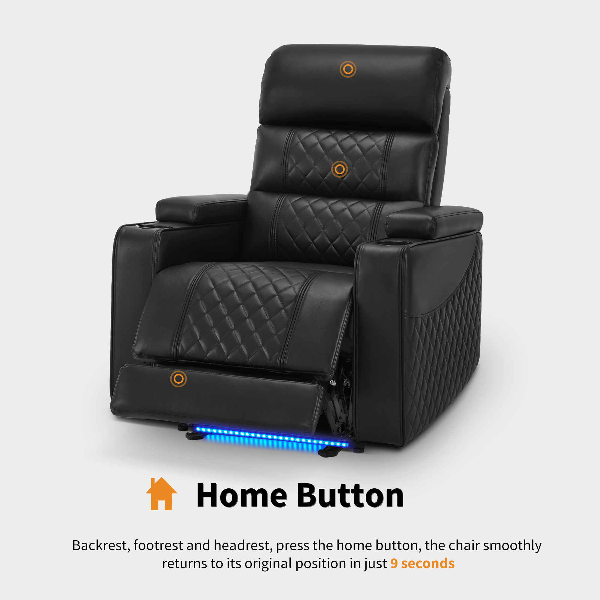 MCombo Power Recliner Chair with Adjustable Headrest for Living Room, Electric Reclining Sofa with USB & Type-C Port, Armrest Storage & LED Light HTS432