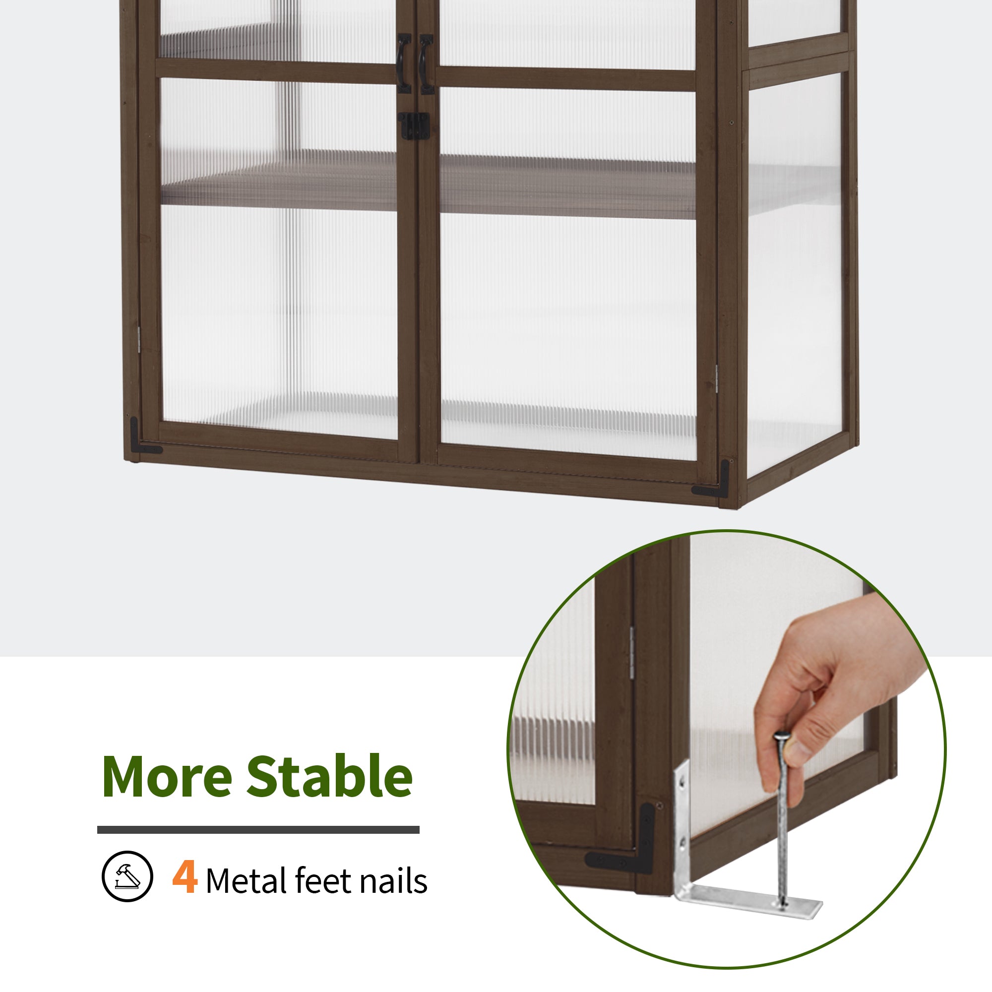 Mcombo Cold Frame Greenhouse, Large Wooden Greenhouse Cabinet, Garden Cold Frame with Adjustable Shelves for Outdoor Indoor Use, 1344