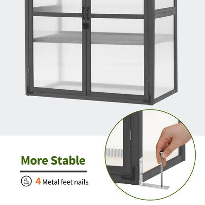 Mcombo Cold Frame Greenhouse, Large Wooden Greenhouse Cabinet, Garden Cold Frame with Adjustable Shelves for Outdoor Indoor Use, 1344