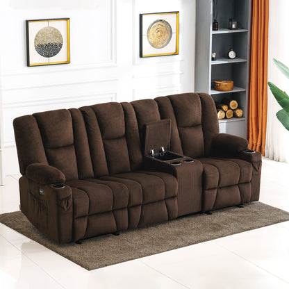 Power Reclining Sofa with Heat and Massage, Fabric 6035