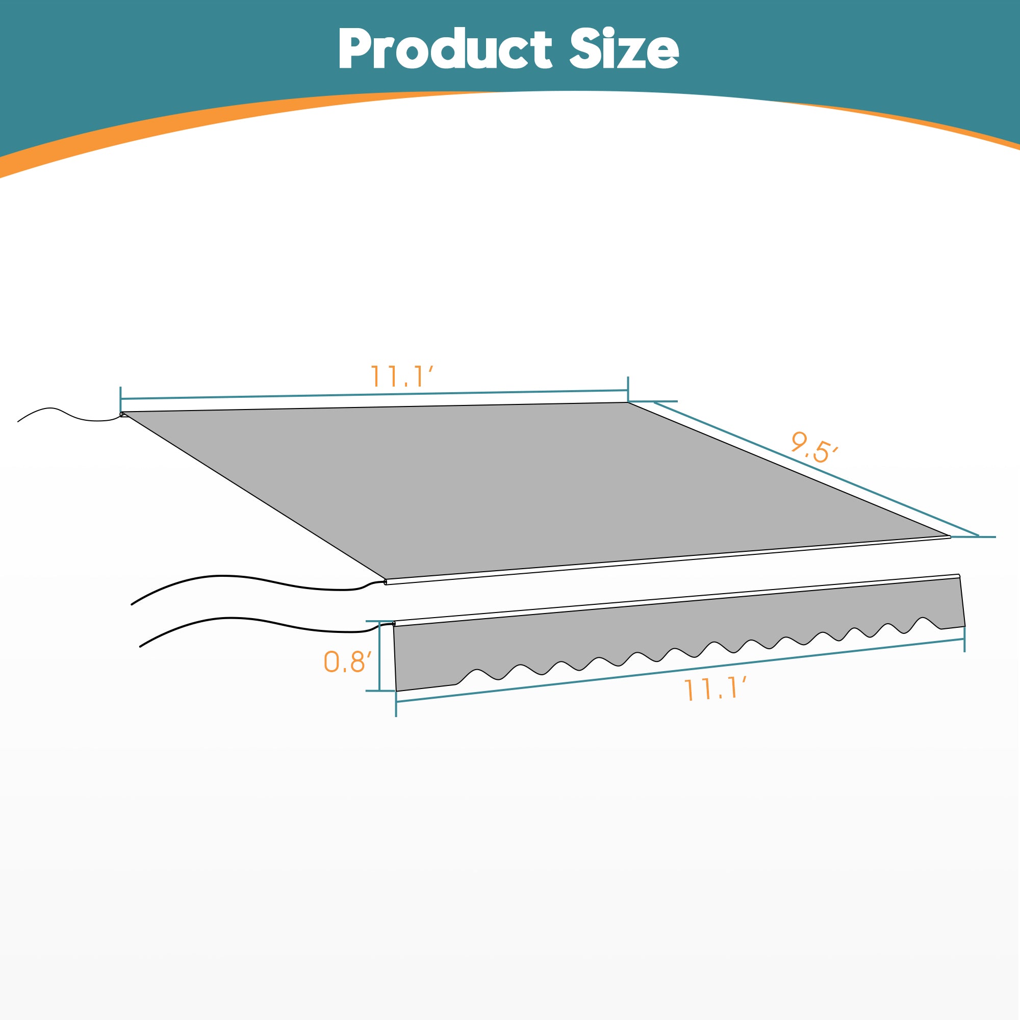 MCombo Patio Awning 10x8 /12x10 /13x8 Feet Fabric Replacement Sunshade Canopy for Retractable Awnings