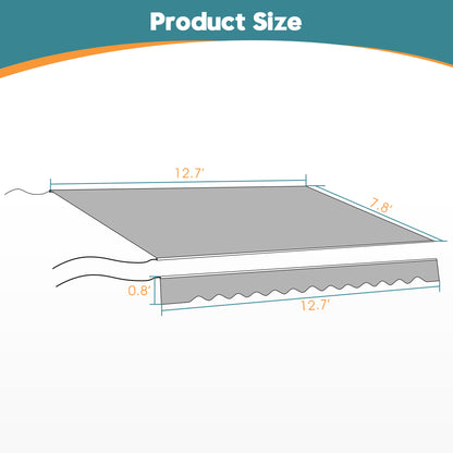 MCombo Patio Awning 10x8 /12x10 /13x8 Feet Fabric Replacement Sunshade Canopy for Retractable Awnings