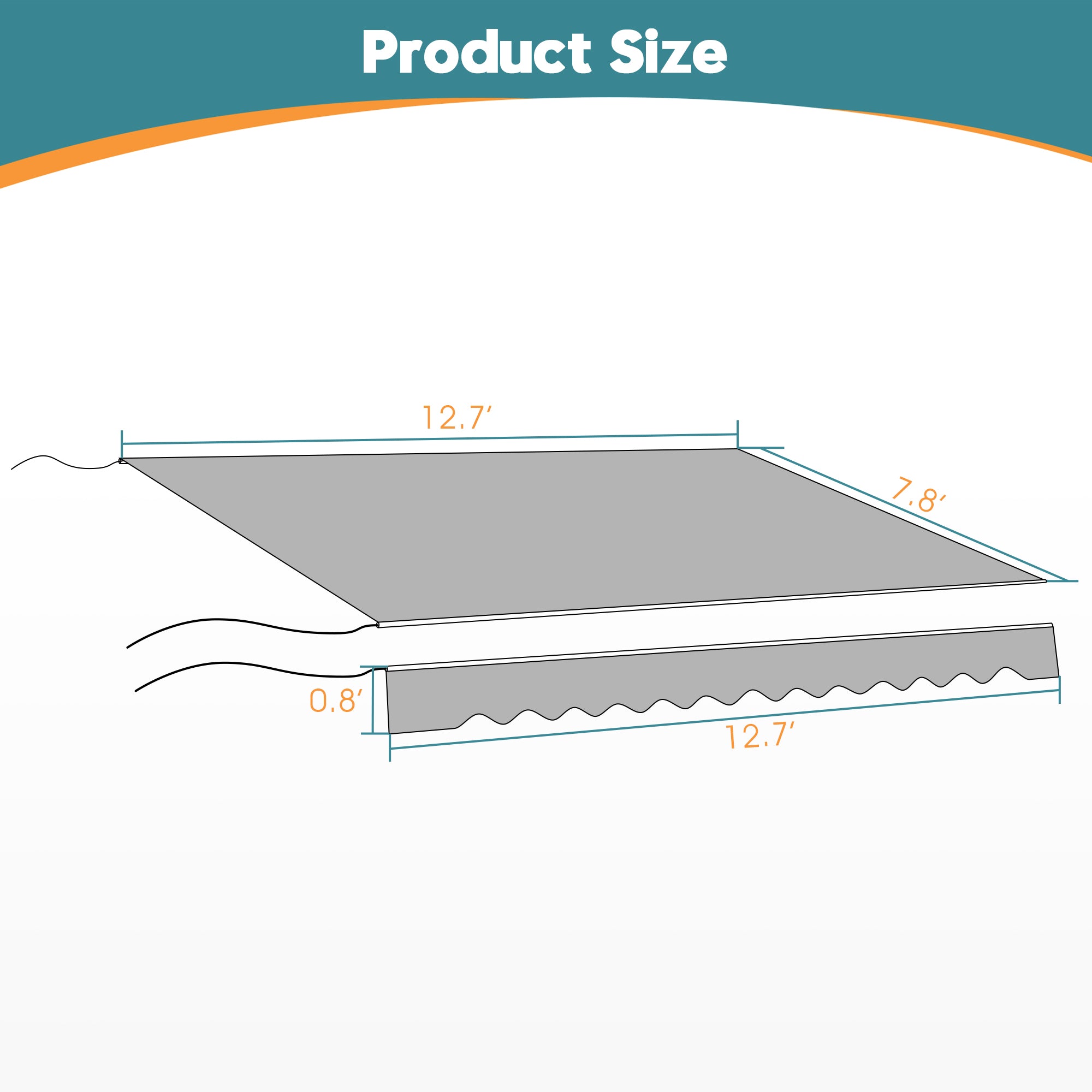 MCombo Patio Awning 10x8 /12x10 /13x8 Feet Fabric Replacement Sunshade Canopy for Retractable Awnings