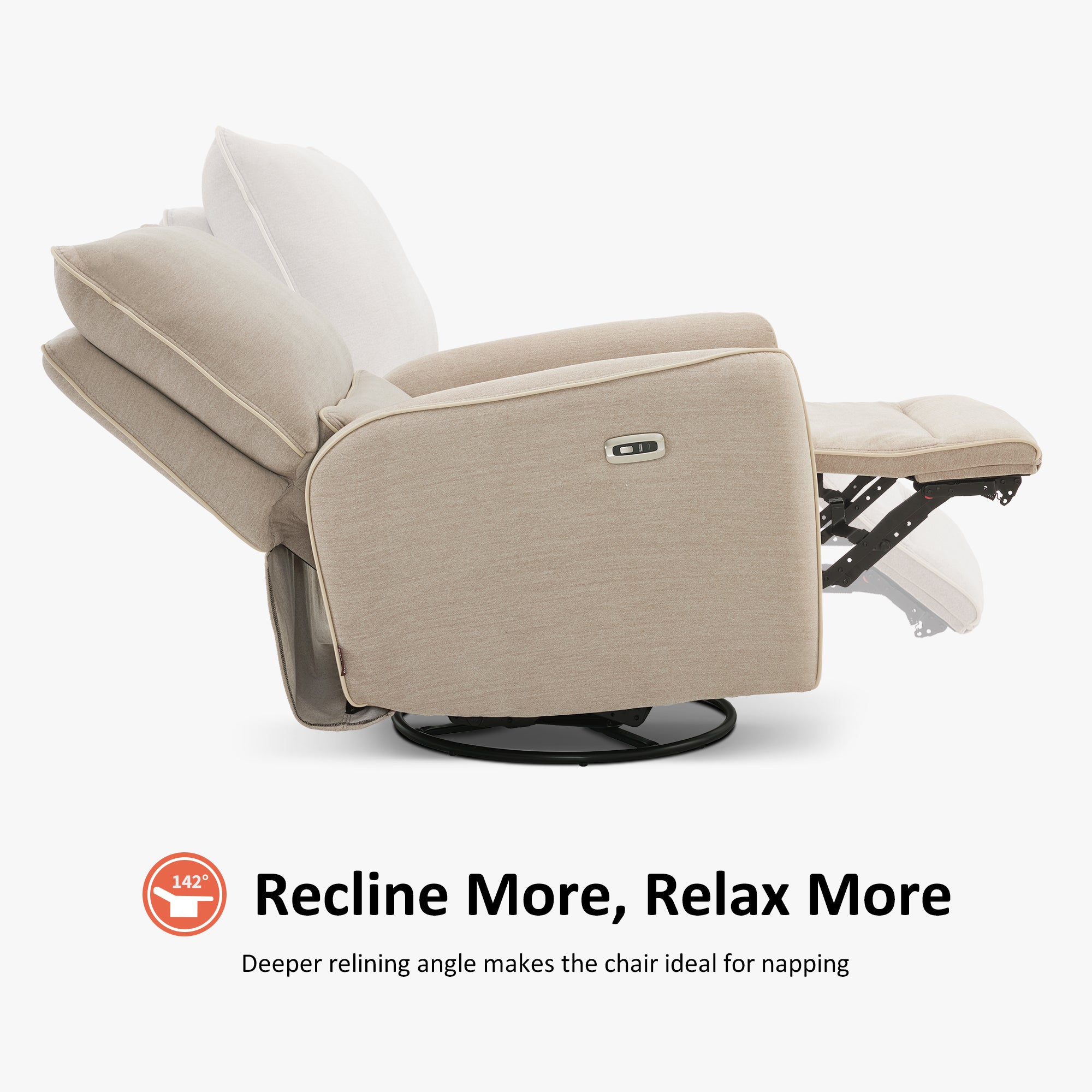 MCombo Power Swivel Glider Recliner Chair, Electric Rocker Recliner Chairs with USB Charging Ports for Living Room and Nursery, Fabric 6160-6922