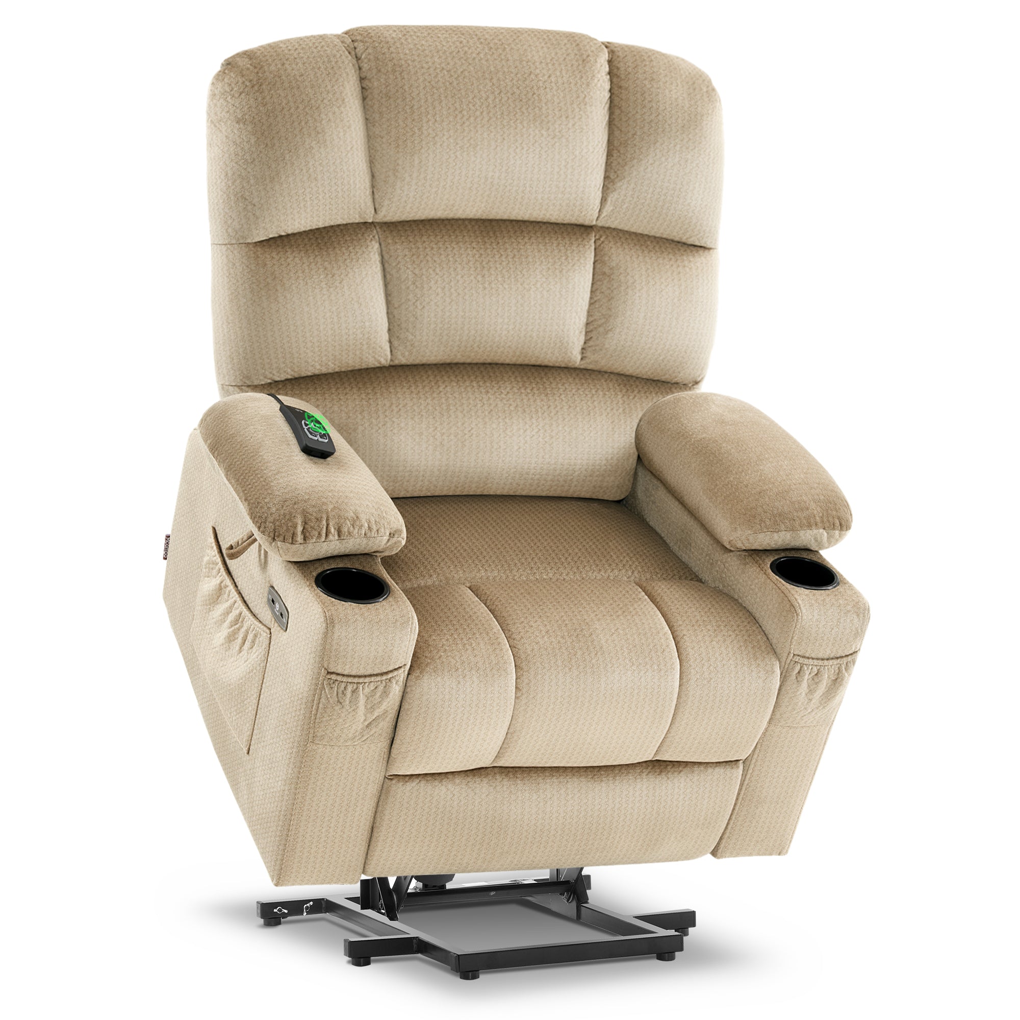 MCombo Dual Motor Power Lift Recliner Chair with Massage and Heat for Elderly People, Infinite Position, Home Button, Fabric 7680/7679