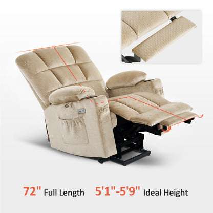 MCombo Dual Motor Power Lift Recliner Chair with Massage and Heat for Elderly People, Infinite Position, Home Button, Fabric 7680/7679